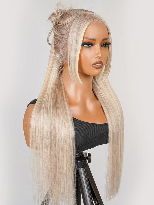 100% Human Hair Wig Luxury Platinum Blonde.