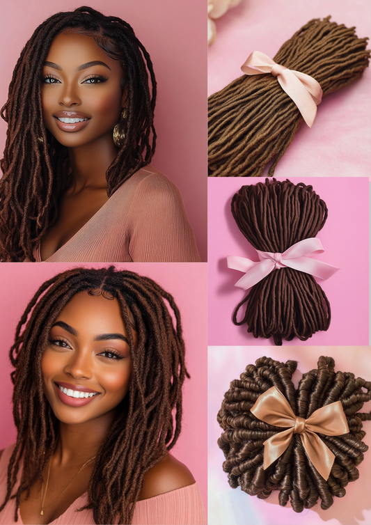 Brown Synthetic Crochet locs bundles