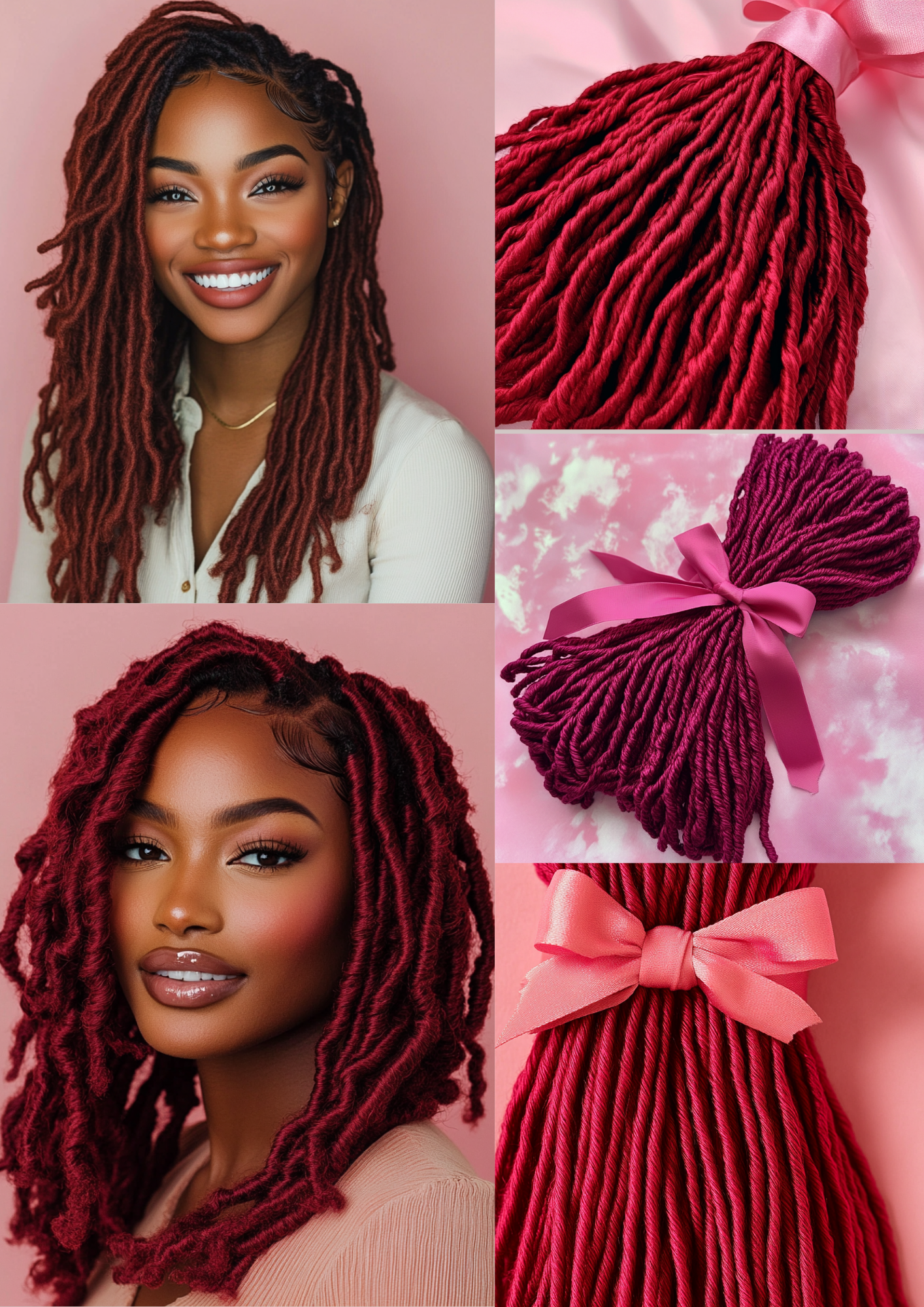 Red Crochet Synthetic Locs bundles