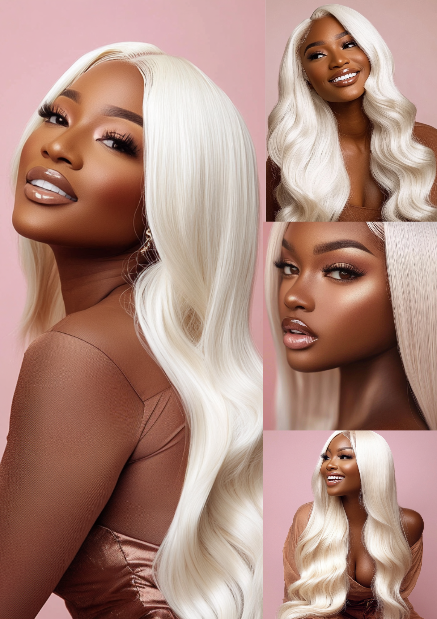 100% Human Hair Wig Luxury Platinum Blonde.