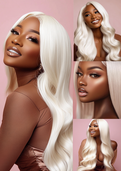 100% Human Hair Wig Luxury Platinum Blonde.