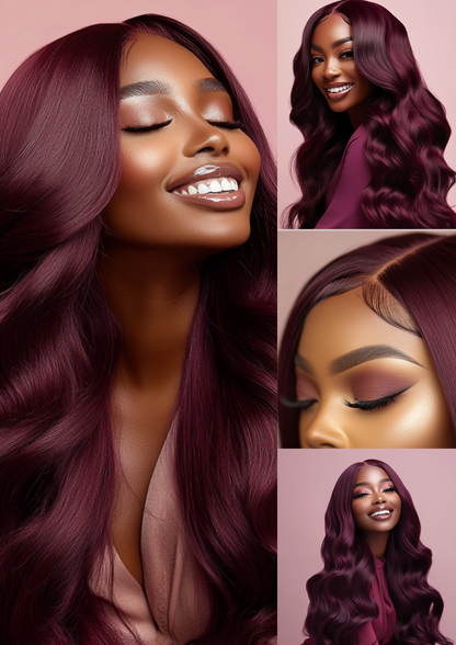 Burgundy 100% Human Hair Wig