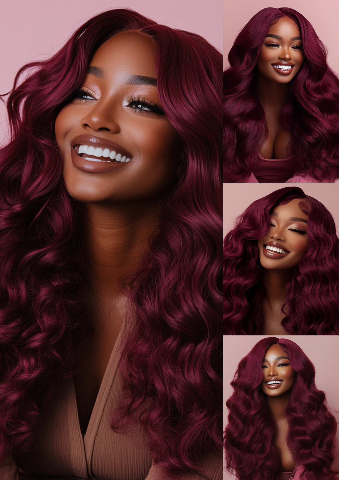 Luxury Loose Wavy Burgundy Human Hair 100% Wig